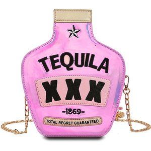 💋RESERVED: FOZEHLAD  SEQUINS TEQUILA BOTTLE SHAPED SHOULDER CROSSBODY BAG!!!